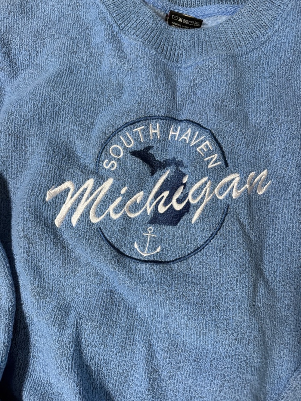 South Haven Michigan Blue Terry Crewneck Sweatshirt - Picture 6 of 9